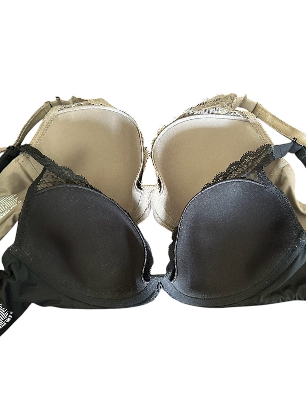 2 Chantelle Norah Chic Plunge T-Shirt Bras Lace Duo - Bronzed Taupe And Black View 4